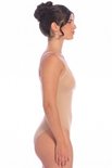 Nude body met dunne bandjes, gladde afwerking en versteviging rond de buste.