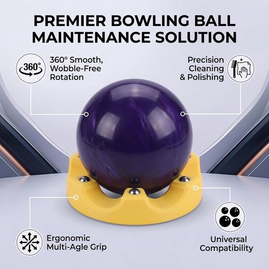 Lyrlody Universele Bowlingstandaard PLA PETG Stalen Bowling Roterende Standaard 360 Graden Roterende Houder Antislipbasis Stalen Kogellagers voor Het Reinigen Polijsten Bowlers — afbeelding 5