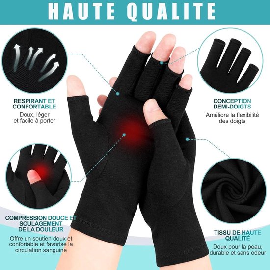 Artritis-handschoenen - Grijs - M - Vingerloos Katoenen Compressiehandschoenen - Voor Pijnverlichting bij Handaandoeningen — afbeelding 4