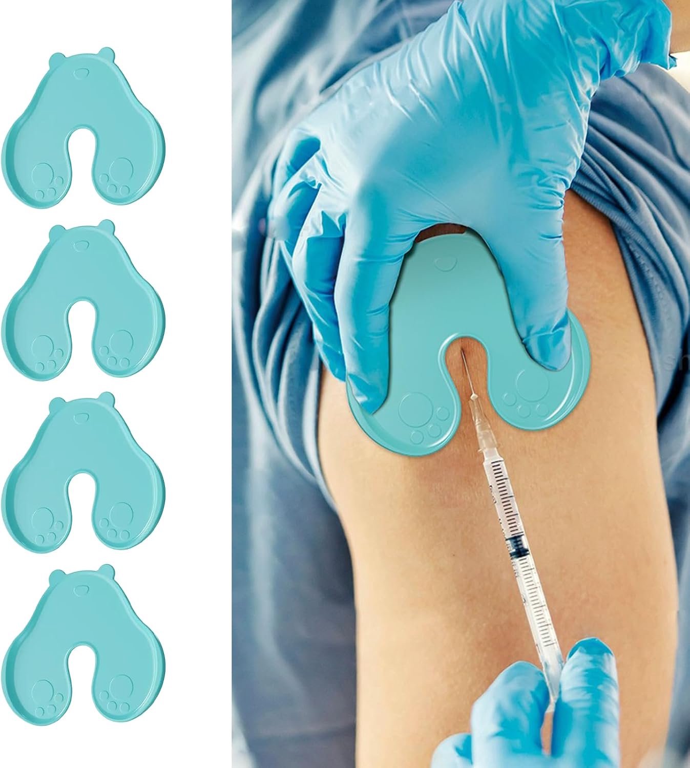 Set van 4 injectieblokkers, injectieblokkers voor kinderen en volwassenen, herbruikbare wondblokkers, verminderen angst, minimaliseren wonden (groen)