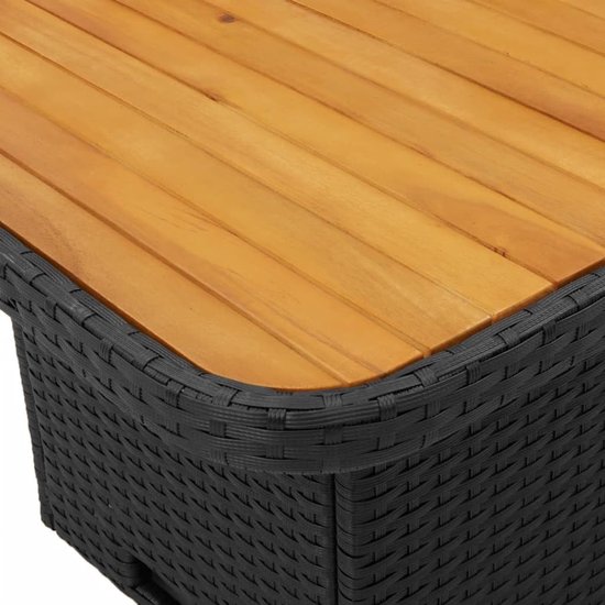 Poly rattan verstelbare rugleuning tuinset 110 cm eettafel zwart — afbeelding 2