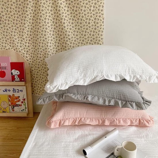 2 stuks zachte gewatteerde chiffon kussensloop groene print, kleurrijke kussensloop, verlicht je slaapkamer landschap 18,9x29,1 inch (geel 02 — afbeelding 2