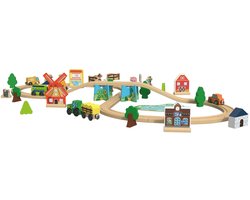 Houten treinbaan - Boerderij - 57 stuks - Playtive - Treinbaan - Hout - Treinbaanset