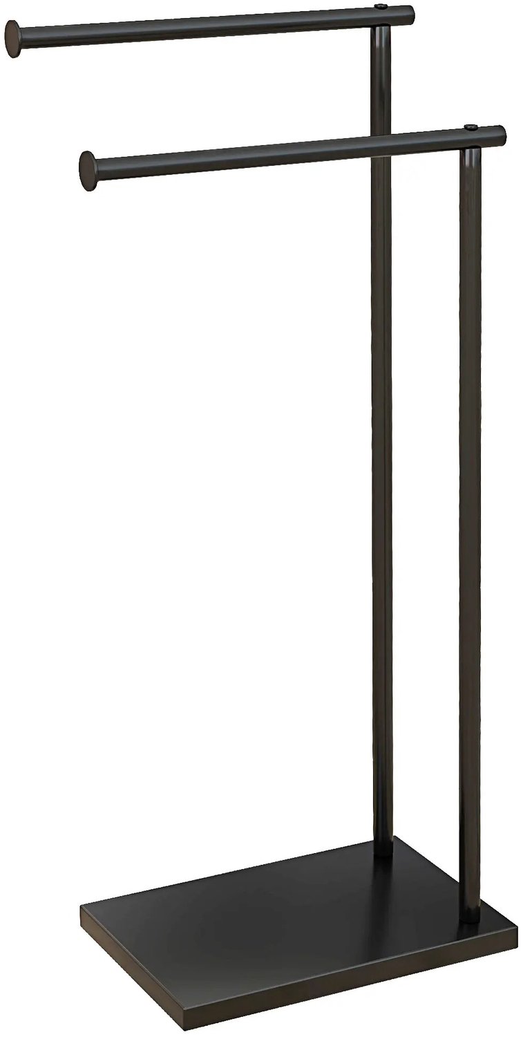 MokoHub L-Vormige Staande Handdoekhouder - 2-Laags - Vrijstaand - Voor Badkamer of Slaapkamer - 35.5x20x78 cm - Zwart