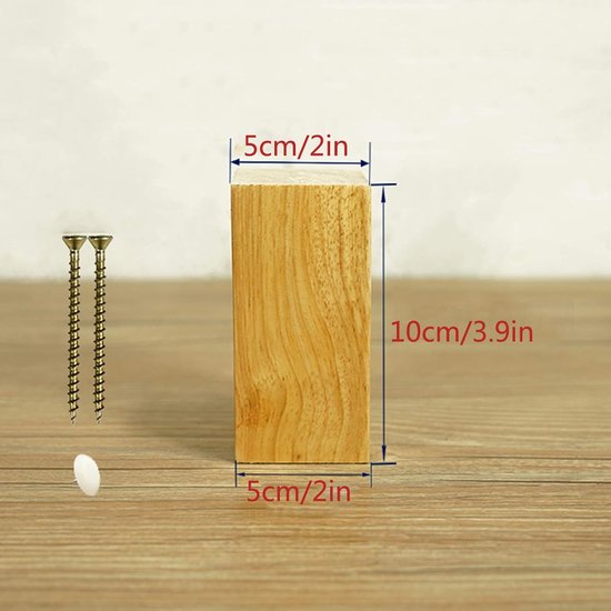4 stuks houten meubelpoten, kastvoeten, salontafelpoten, bankvoeten, vervangende poten, vierkante taps toelopende solide vervangende meubelfauteuil kastvoeten voor bank dressoir — afbeelding 3