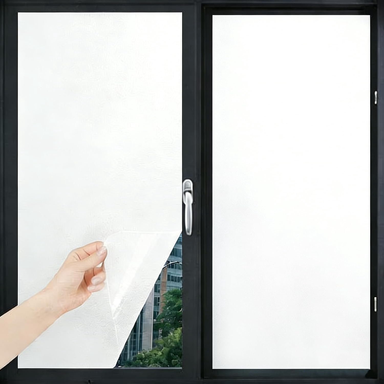 Matte ondoorzichtige raamfolie, statisch hechtende privacyfolie, matte glasfolie, lichtdoorlatend maar ondoorzichtig, beschermt de privacy, uv-bescherming of raamdecoratie, 44,5 cm x 4 m