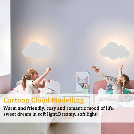 LED muurlamp met aanraakschakelaar voor kinderen, dimbaar nachtlampje voor binnen, warm wit wandlamp met stekker, modern wolken muurverlichting, bedlampje voor jongen en meisje, babykamer, slaapkamer en woonkamer [Energieklasse F] — afbeelding 5