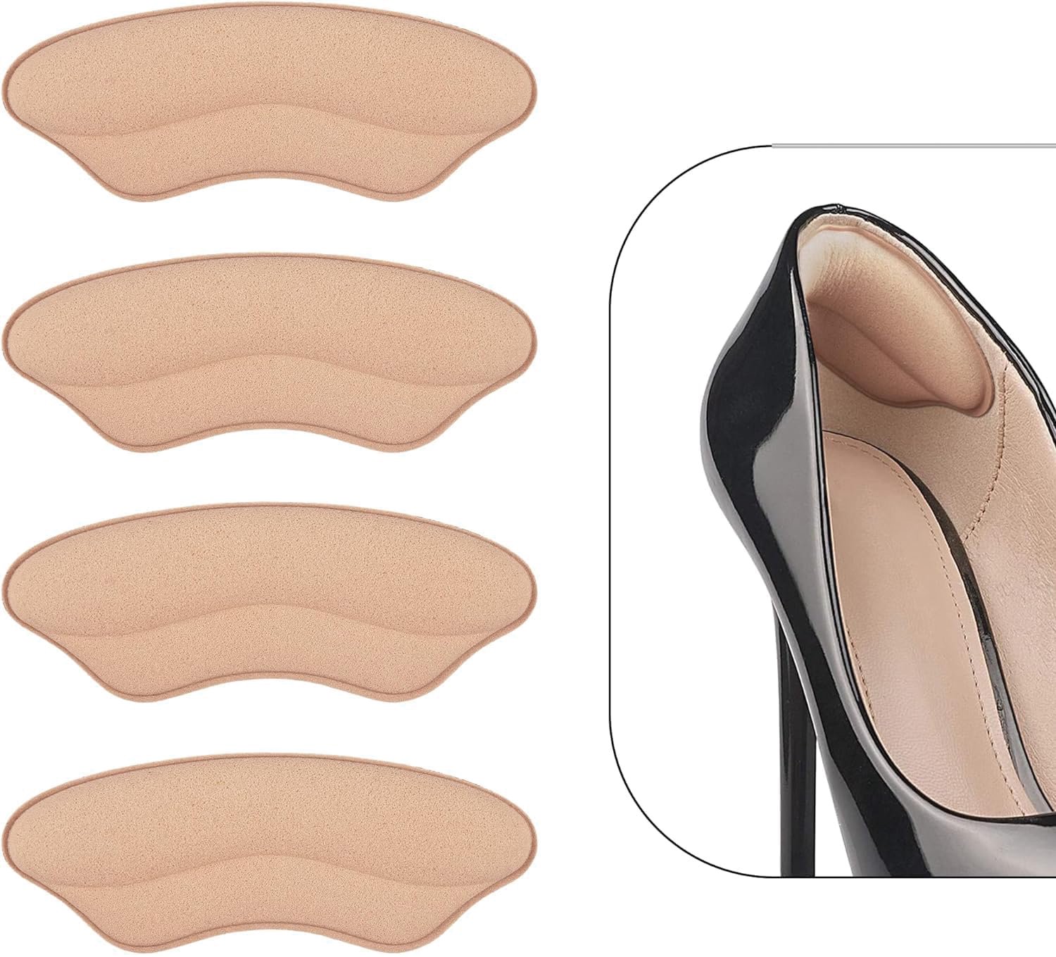 Bondoo Hielbeschermers 2 paar 4 stuks - Hielzooltjes - Hielkussen - Hakbeschermers - Schoen verkleiner - Schoenverkleiner - Hielzool - Anti Slip - Tegen Blaren - Voorkomt Slijtage - Beige