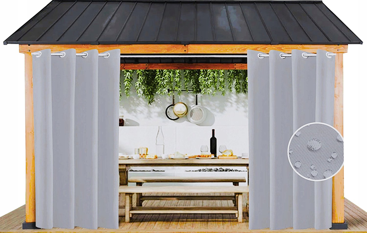 Waterdichte Gordijnen 155x200 voor Tuinhuis, Terras en Balkon