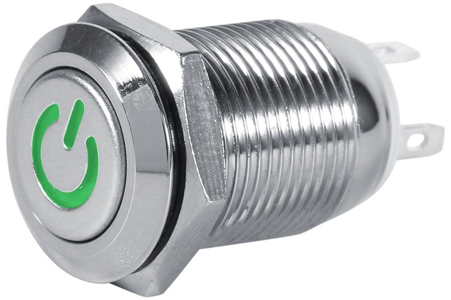 12 mm LED Power-drukknopschakelaar Metaal Momentary Type met hoogwaardige uitstraling voor auto's Boten Machines Zilver Messing Verguld 3A 12V Rood Groen Blauw Wit LED (groente)