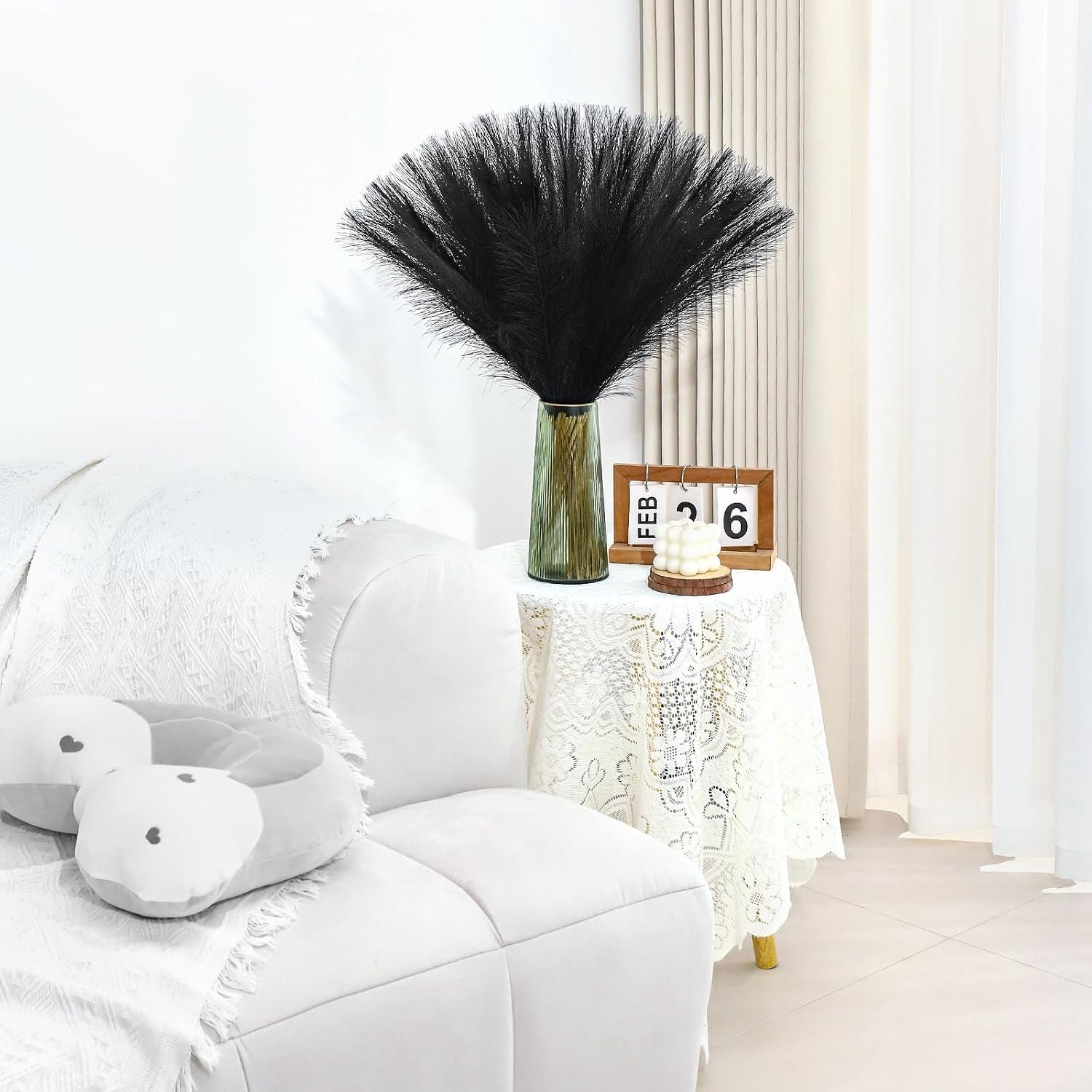 Zwart pampasgras decor 30 stuks 21,7 inch faux pampasgras bulk kunstmatige gedroogde bloemen kleine vaas vuller pompas gras.
