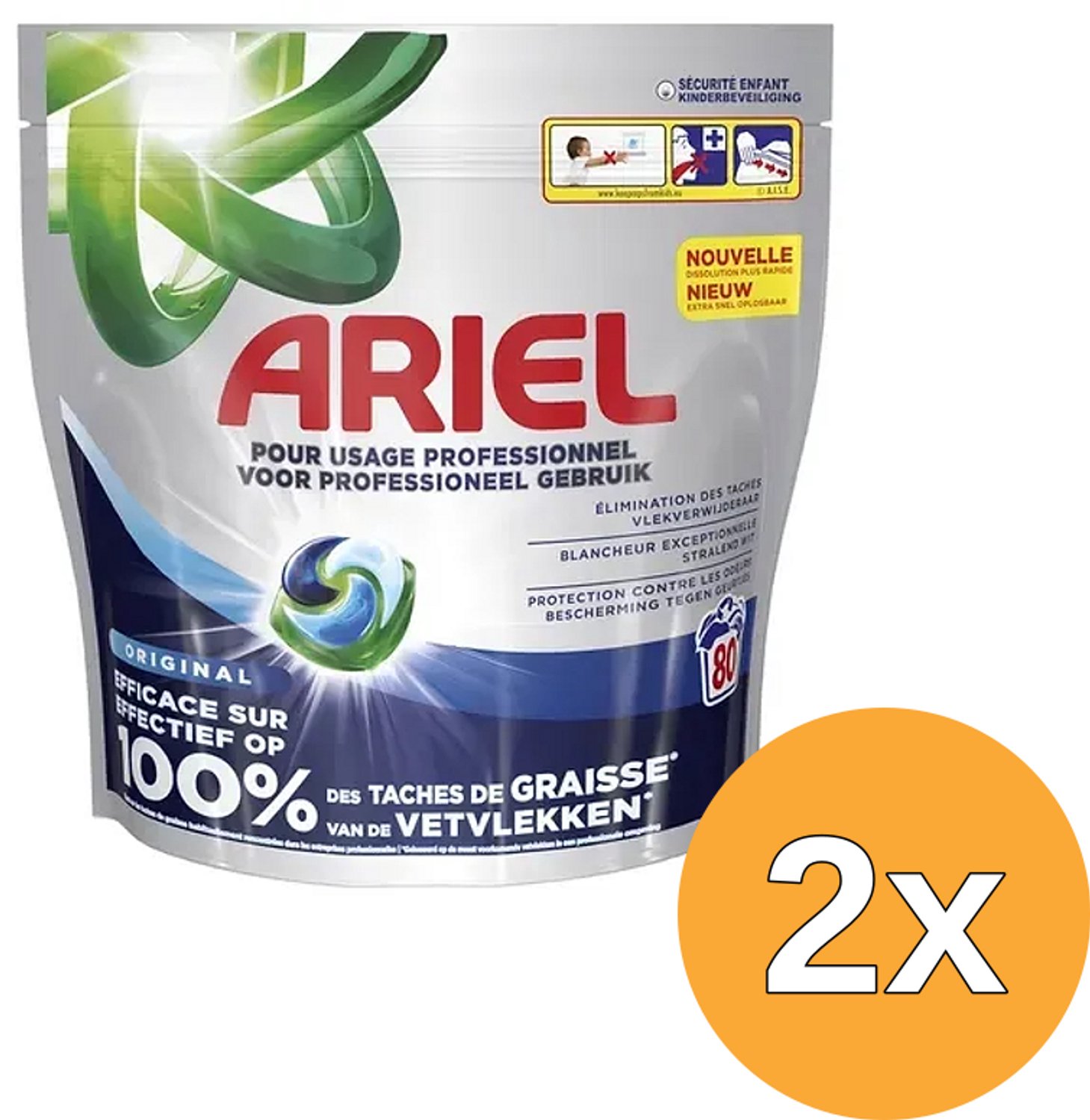 2x Ariel Pods All-in-one - Prof Regular (80 stuks)