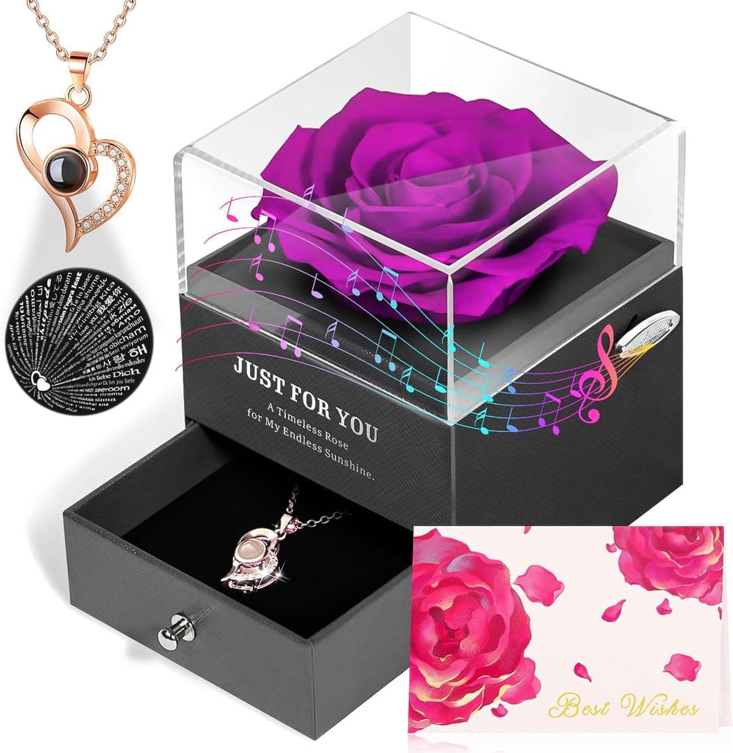 Eternal Rose Box - Echt rozen - 'Ich hou van jou' ketting - Perfect cadeau voor moeder, oma, vrouw, vriendin - ShopVlot