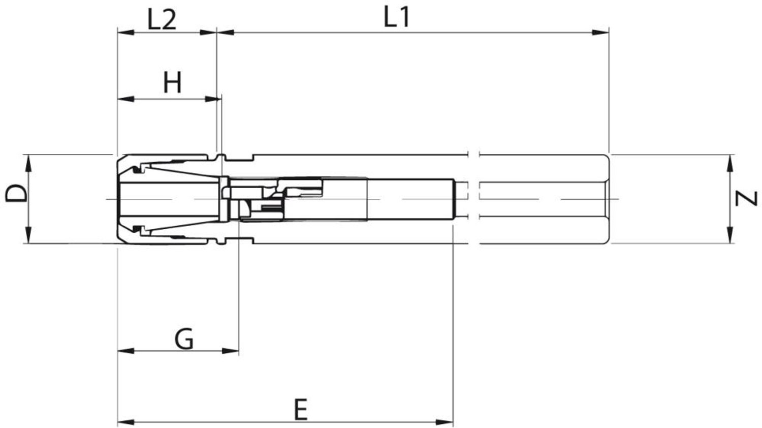 Verlengstuk voor spantanghouder CP08M D10mm L150 FAHRION