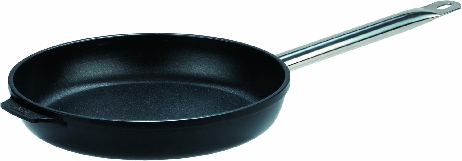 Koekenpan - Zwart - 40 cm - Titanium met Roestvrijstalen Handgreep - Voor Vetarm Koken