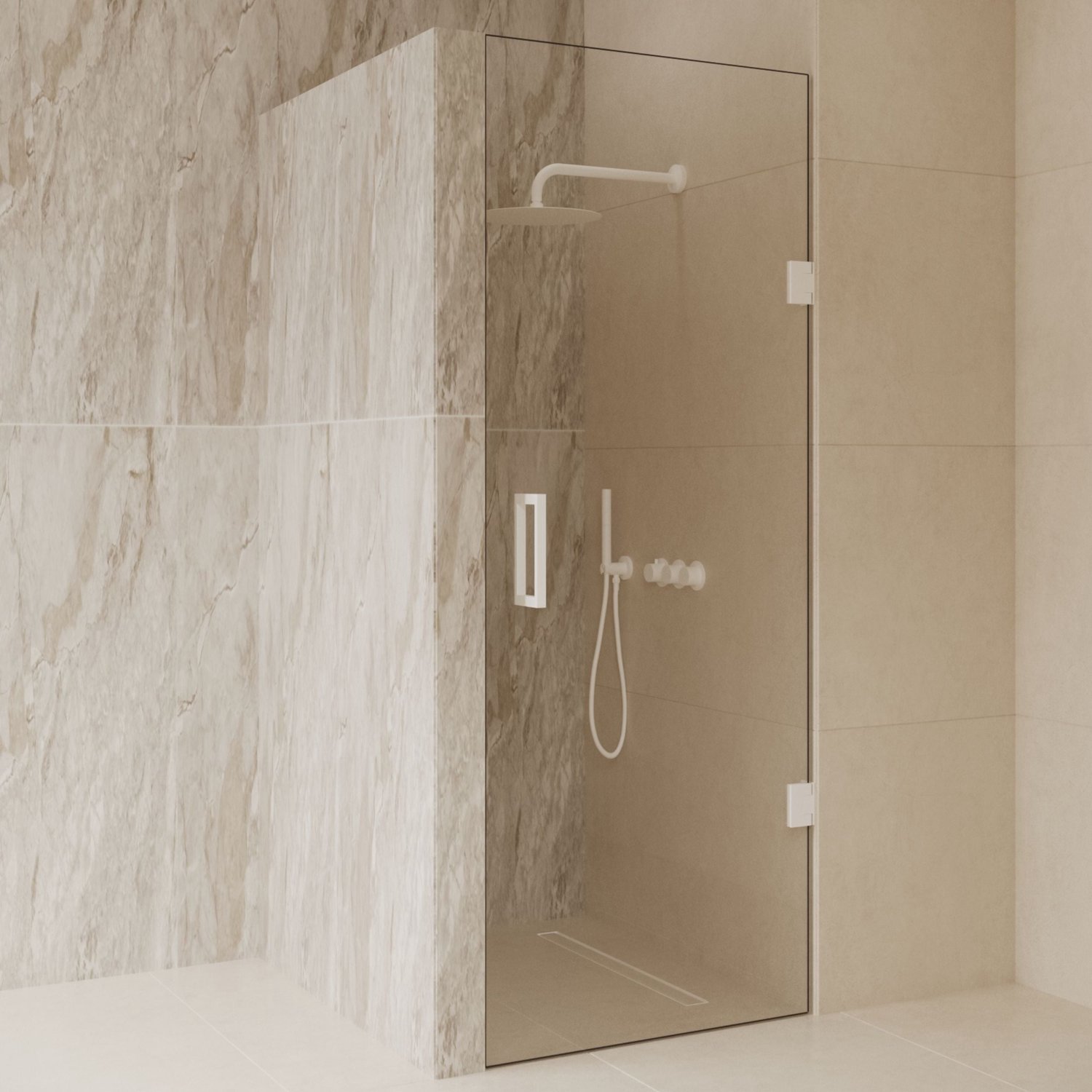 Sanitado Dalis Nisdeur Helder Glas Mat Wit Profielen 100x200 cm