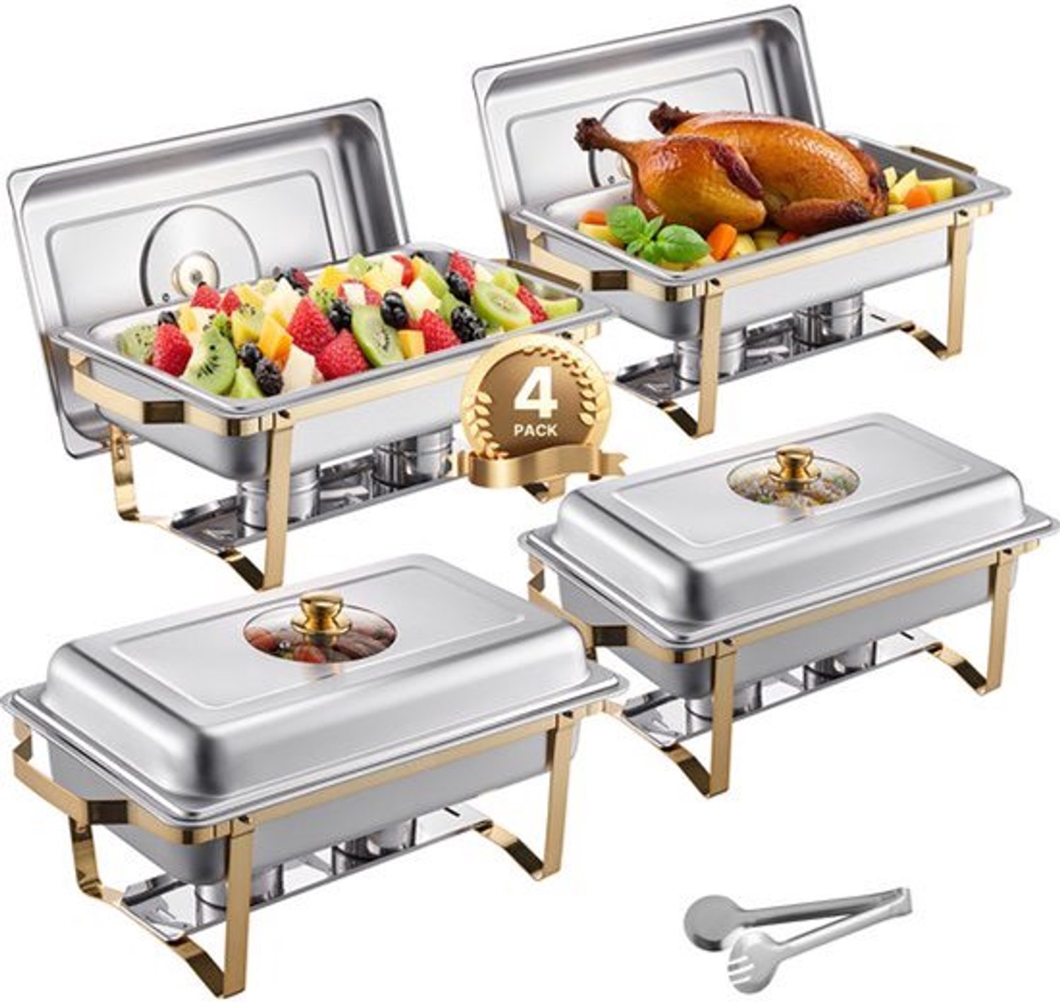 Buffetwarmer Enige Uitvoering - Roestvrijstaal - Catering Warmer - Rechthoekige Halve Maat Pannen - Voor Feestbanket Chafer