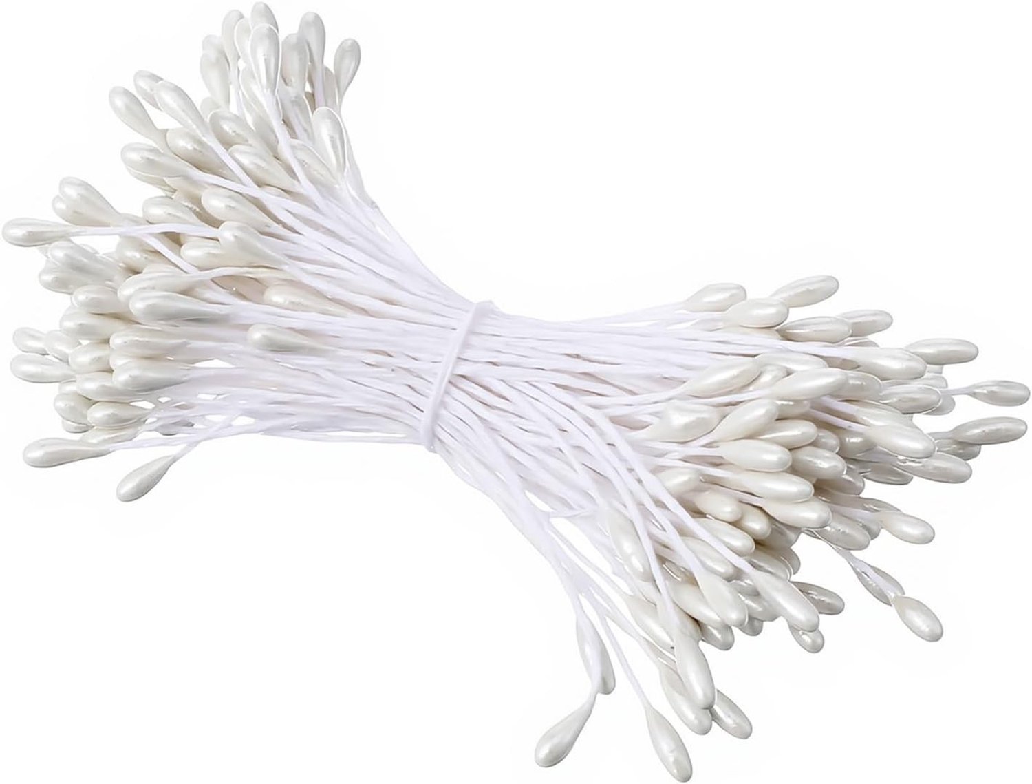 300PCS Dubbele Hoofden Bloem Stamens Witte Kunstmatige Parels voor Bloemschikken, DIY Ambachten, Bruiloft en Kerst Decoratie