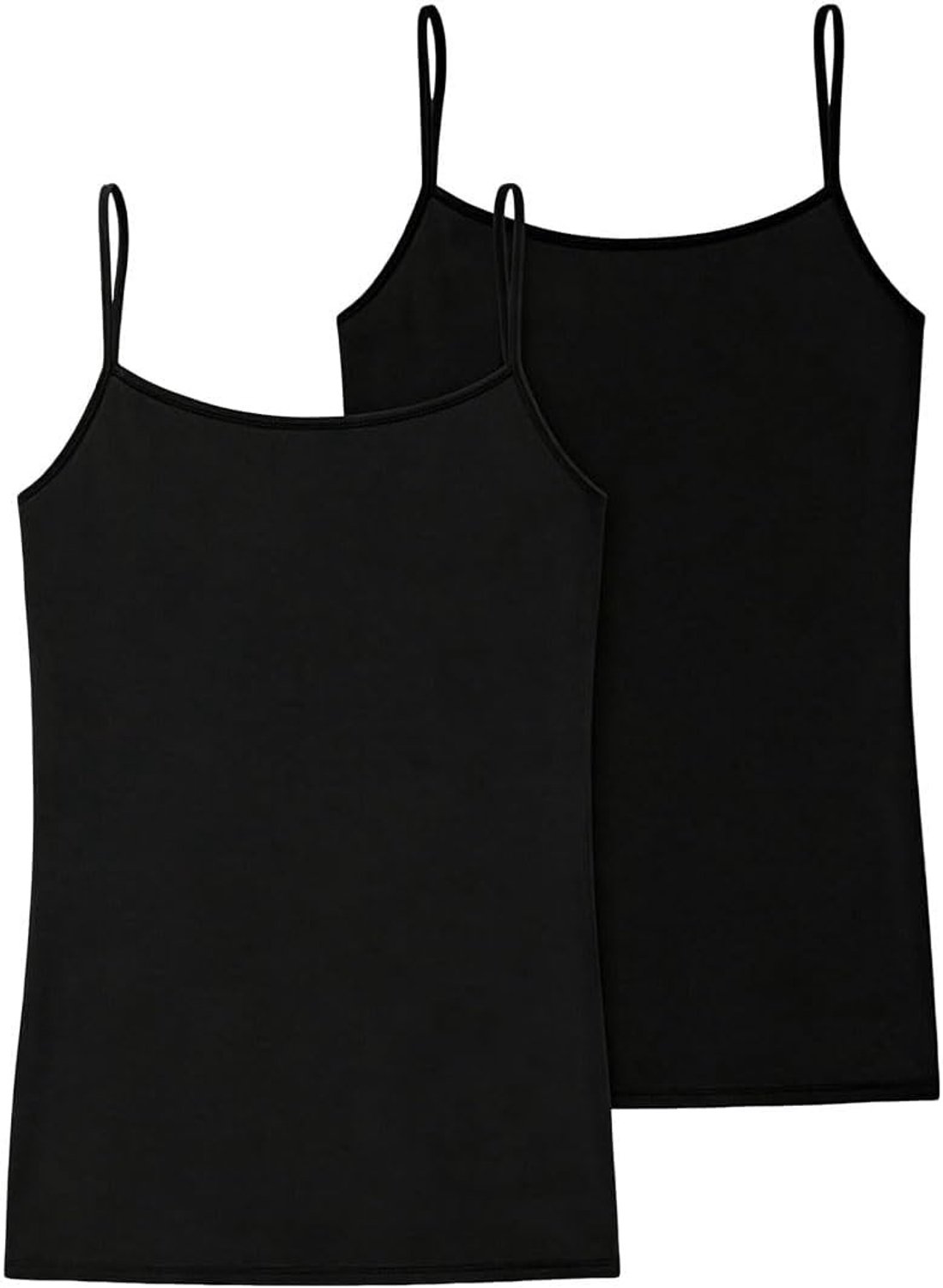 Set van 2 zwarte spaghettitops in eenheidsmaat voor dames, casual en comfortabel