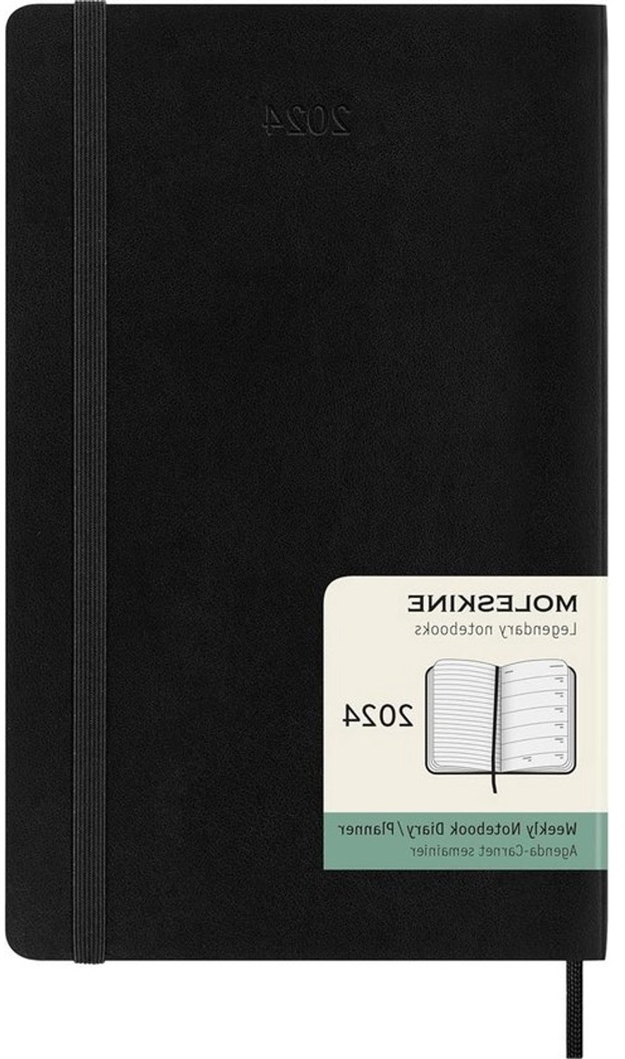 Wekagenda met notities - Agenda 2024 - Voor plannen en organiseren - Zachte kaft - Large 13x21 - Zwart