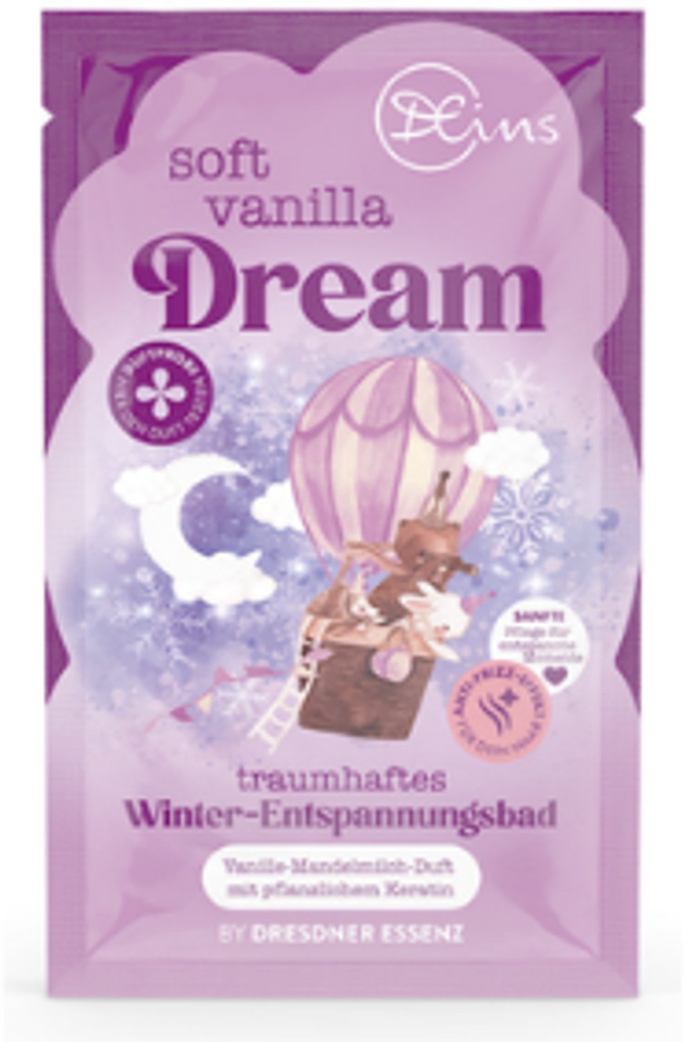 Winter Badschuim Soft Vanilla Dream | Vanille - Amandel - Plantaardige Keratin | 1x 60g | Badschuim Wintergeur Dresdner Essenz
