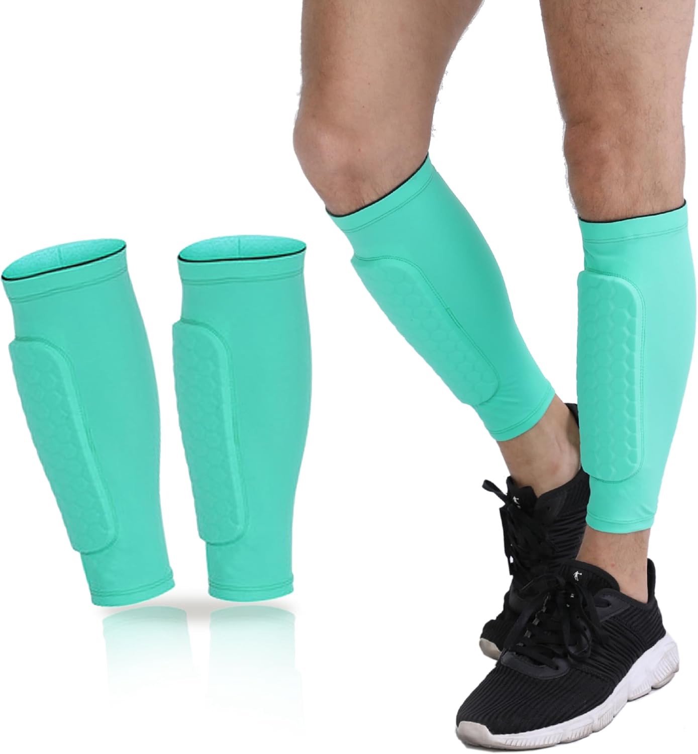 Voetbal Scheenbeschermers - Zwart - Volwassenen en Jongeren - Ademend Polyester met Honingraat Kussen - Voor Voetbal en Sport