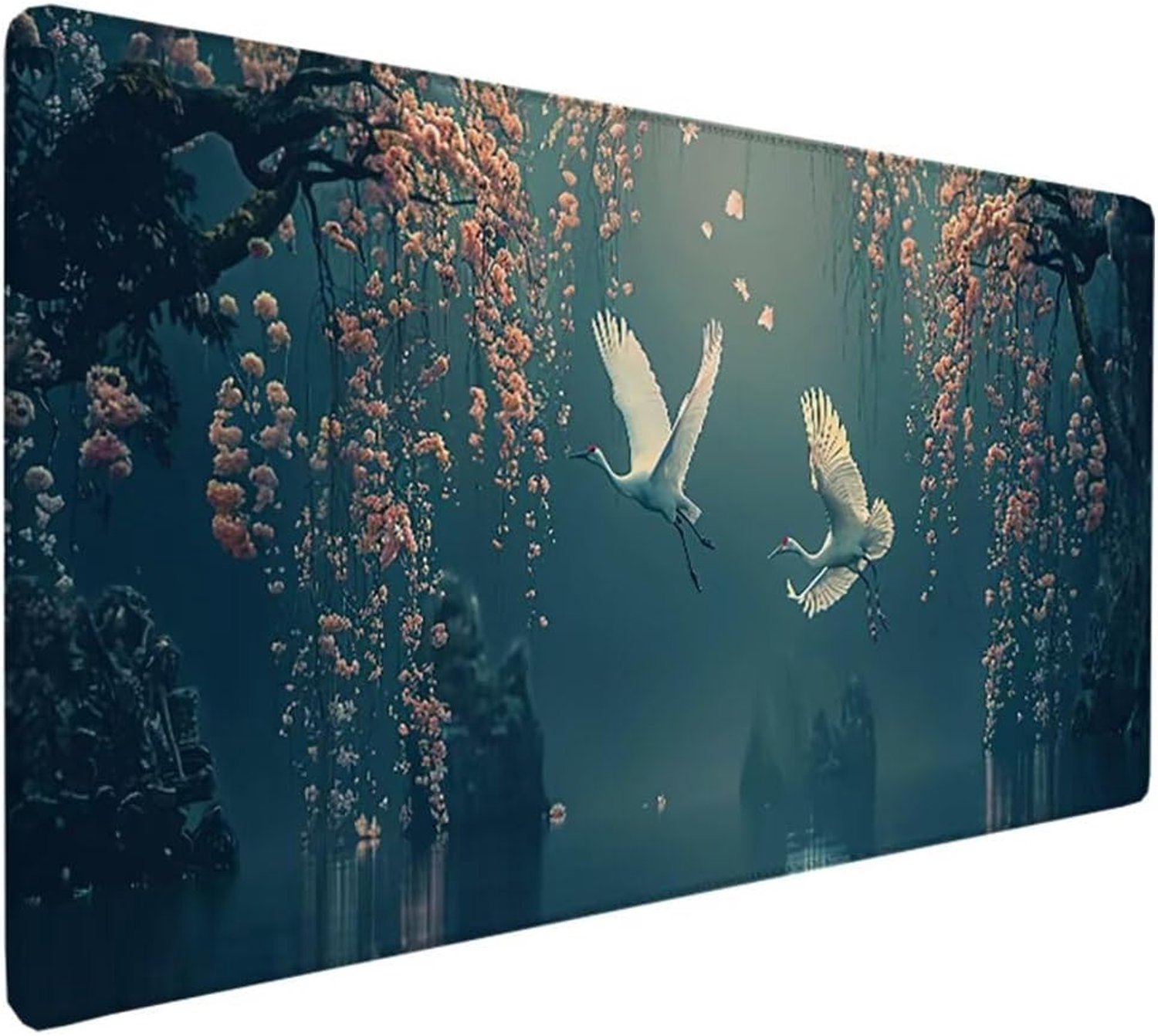 Muismat 1200 x 600 x 3 mm verdikte zachte comfortabele gaming-muismat, blauwe bloem antislip rubberen basis waterdicht glad oppervlak duurzame gestikte randen muismatten voor gaming kantoor
