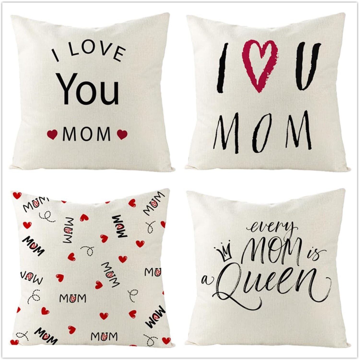 Buitenkussens 35 x 35 cm, zwarte letter hart tuinkussens 14x14 inch, fluwelen zachte kussenhoes voor buiten met onzichtbare rits voor sofa stoel woonkamer, pak van 4