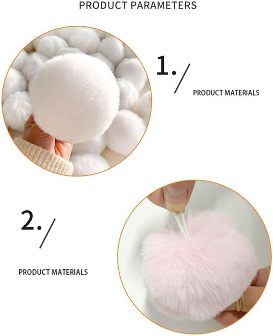 20 stuks pompon van imitatiebont voor muts, kunstkonijnenbont, kunstpluche ballen, pompom voor hoeden, schoenen, sjaals, knutselen, tas, sleutelhanger, wit, 8 cm — afbeelding 5