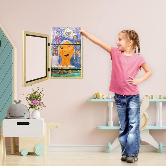 [2 stuks] Kunstlijsten voor kinderen, 8,5 x 11 cm Frontopening Kids Artwork Frames Verwisselbaar, Gouden Kunstwerk Display Opbergframe voor Muur, Geschikt voor 50 stuks, voor 3D Foto, Ambachten, — afbeelding 3