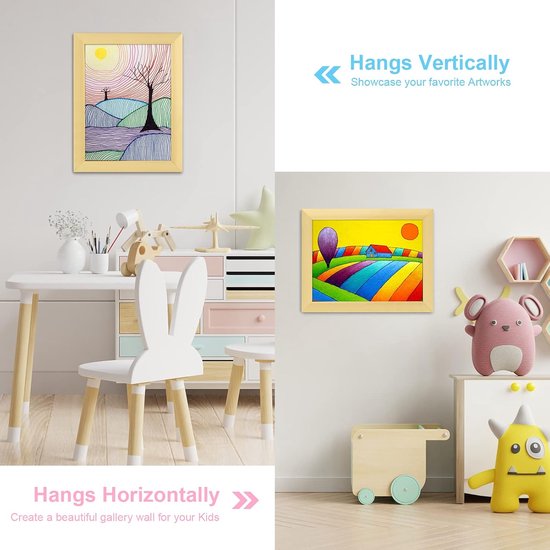 [2 stuks] Kunstlijsten voor kinderen, 8,5 x 11 cm Frontopening Kids Artwork Frames Verwisselbaar, Gouden Kunstwerk Display Opbergframe voor Muur, Geschikt voor 50 stuks, voor 3D Foto, Ambachten, — afbeelding 2