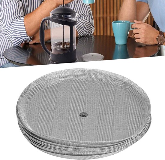 10 Stuks 304 Roestvrijstalen Koffiepersfilter, Vervangingsgaas met een Diameter van 3,7 Inch, Fijn Schermfilter voor Koffie en Thee, Ideaal voor 1000 Mm Perspot (150 korrel) — afbeelding 3