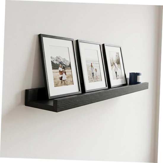 2 Stuks Zwarte Houten Drijvende Wandplanken met Lip Veilige Opslag Display voor Fotolijsten Boeken Planten Geschikt voor Woonkamer Slaapkamer Keuken — afbeelding 4