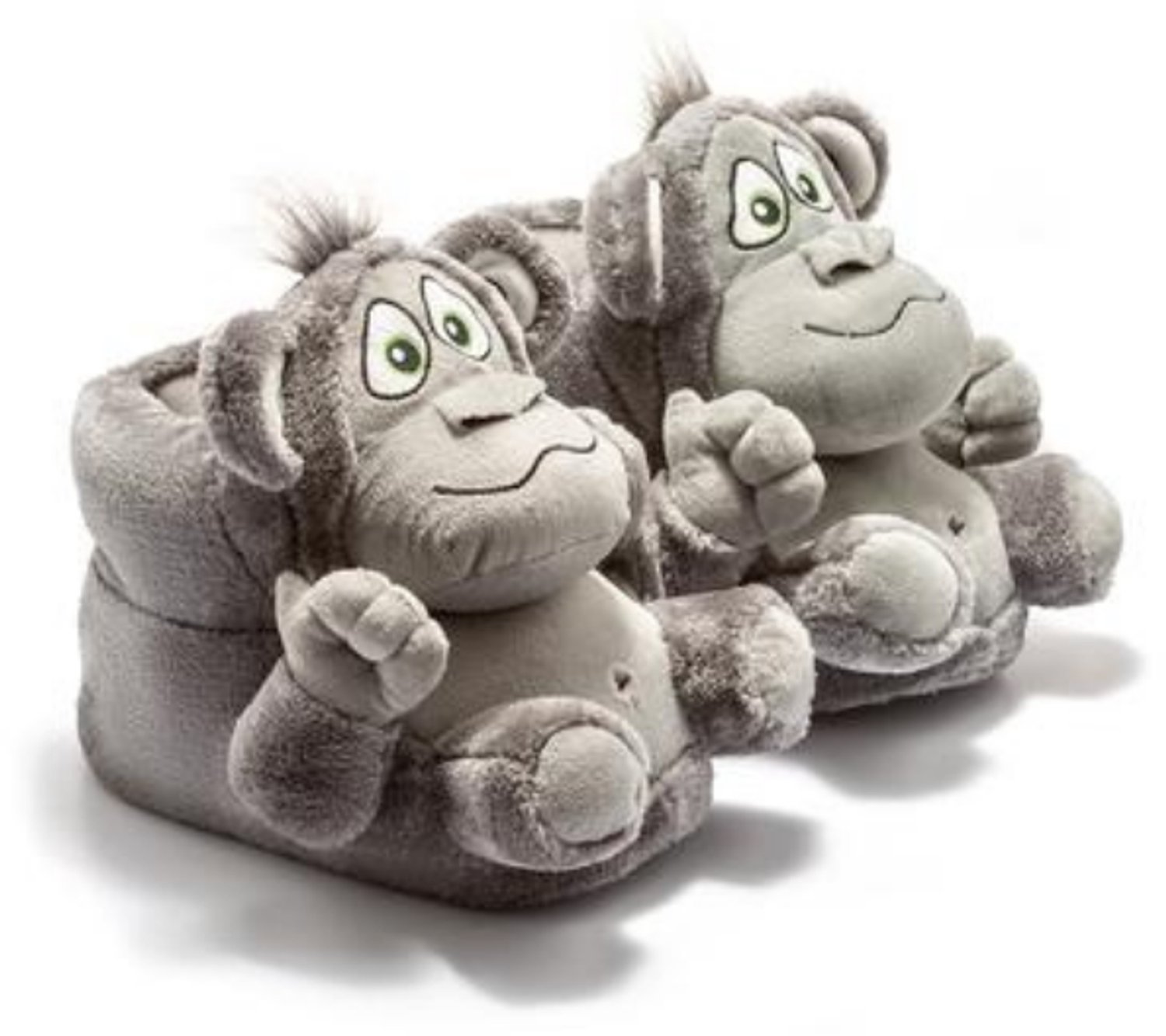 Berussa - Twigy Aap Pluche Dierenpantoffels Dames & Heren - Antislip Sloffen - Grijs - Maat 36-43 - Origineel Cadeautje / Cadeau voor Hem & Haar
