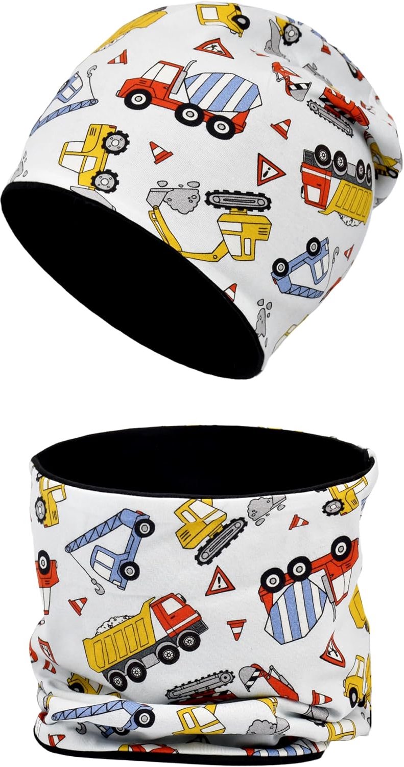 MAKFORT Children's Beanie Hat Scarf Tube Scarf Set Cotton Loop Scarf Boys Girls Autumn Spring Winter - ShopVlot