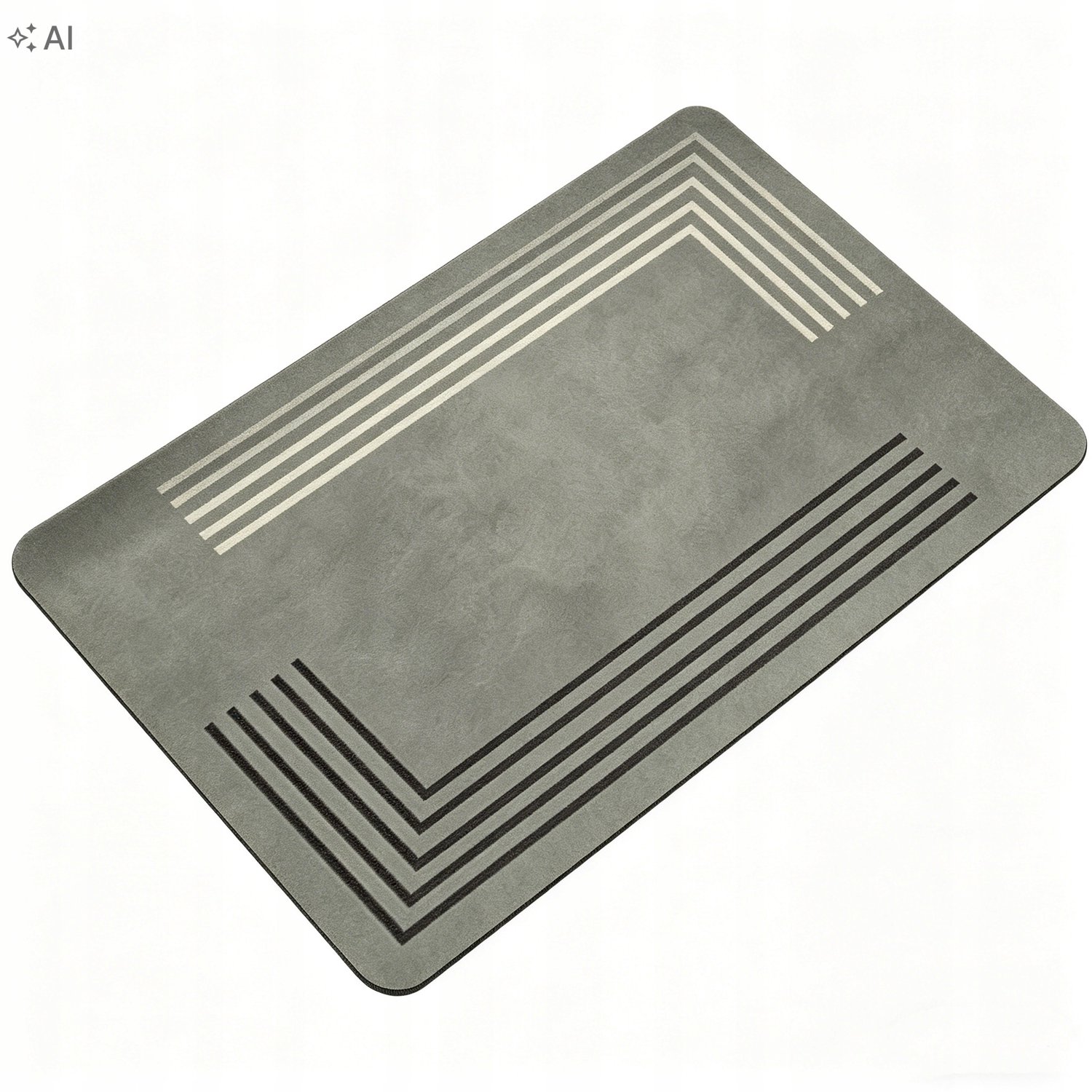 Antislip Badmat Absorberend - Grijs/Wit, Dubbelzijdig