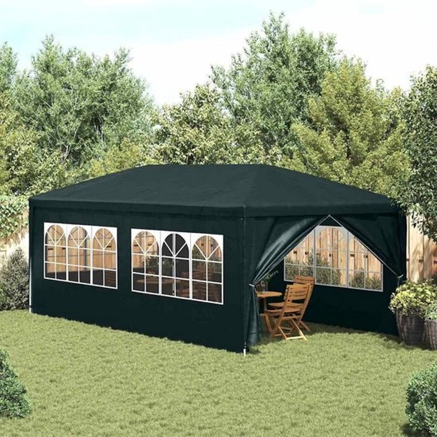 Grote partytent - 3x6 m - Voor feestjes en tuinevenementen - Groen tuinpaviljoen