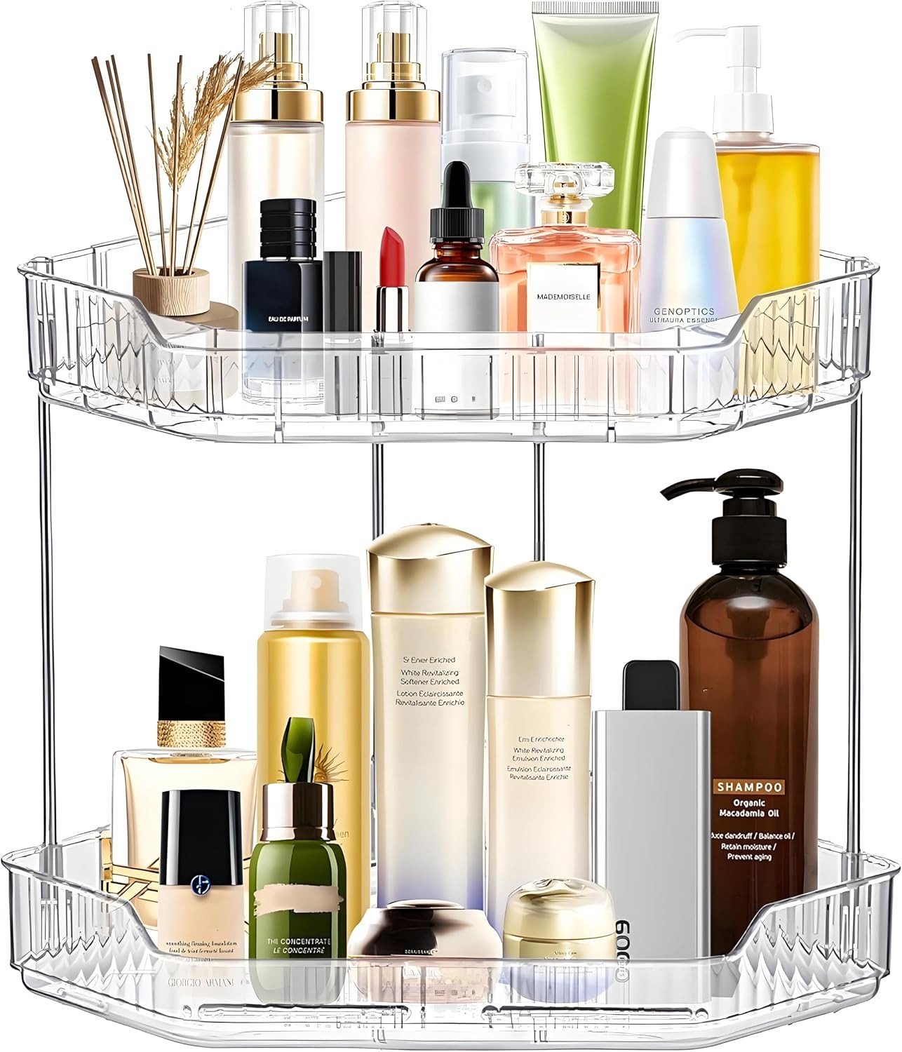 2-laags Make-up Organizer voor Badkamer en Slaapkamer, Staande Plank voor Make-up, Kruidenset en Olieopslag