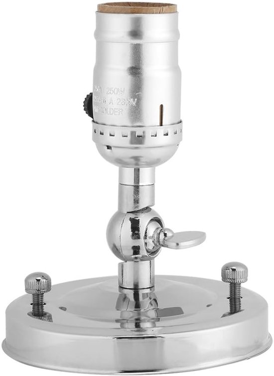 Vintage E27 metalen wandlamp met schakelaar, lamphouder voor huis woonkamer eetkamer loft bar - zilver — afbeelding 4