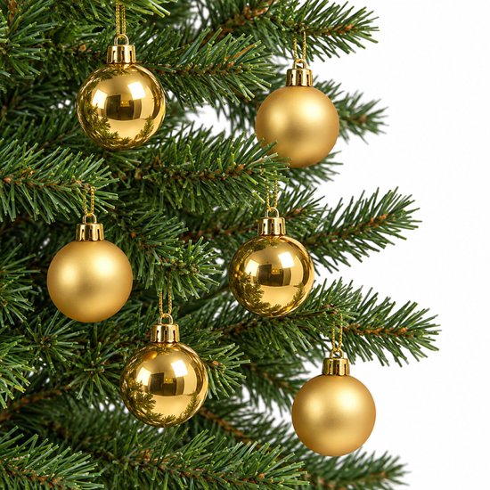 Decoris kleine kerstballen - 32x st - goud - 4 cm - kunststof - kerstversiering
