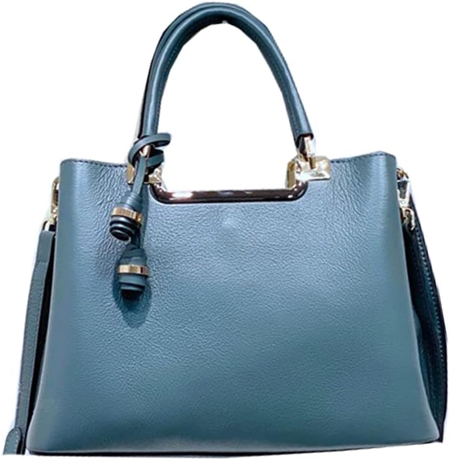 Handtas voor dames, echt rundleer, envelop, clutch met cross-body kettingriem, Groen, M