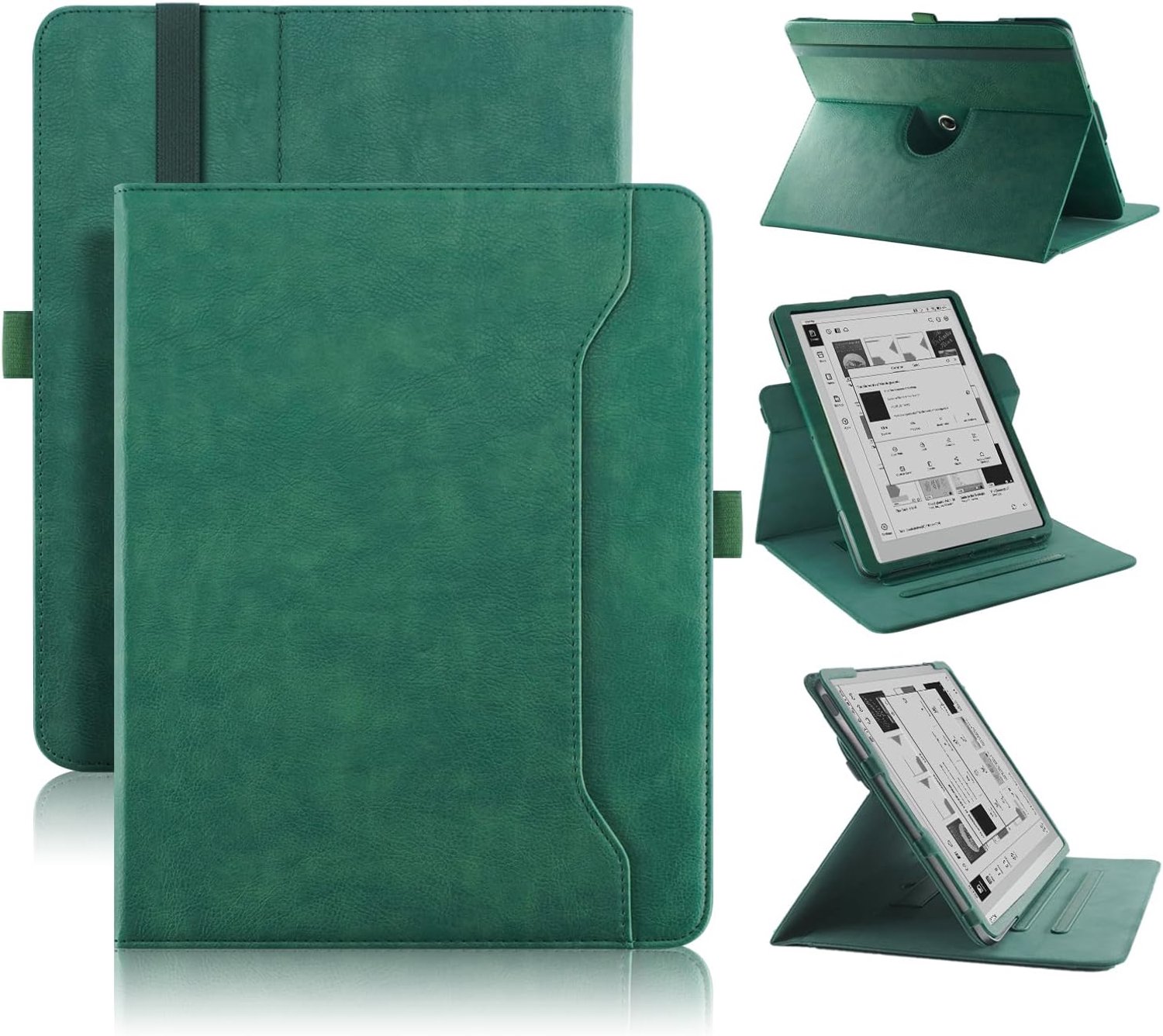 Roterende hoes, compatibel met Boox Go 10,3 inch 2024 tablet, beschermhoes, 360° draaibaar, standaard, multi-hoek met automatische slaap/waak, groen