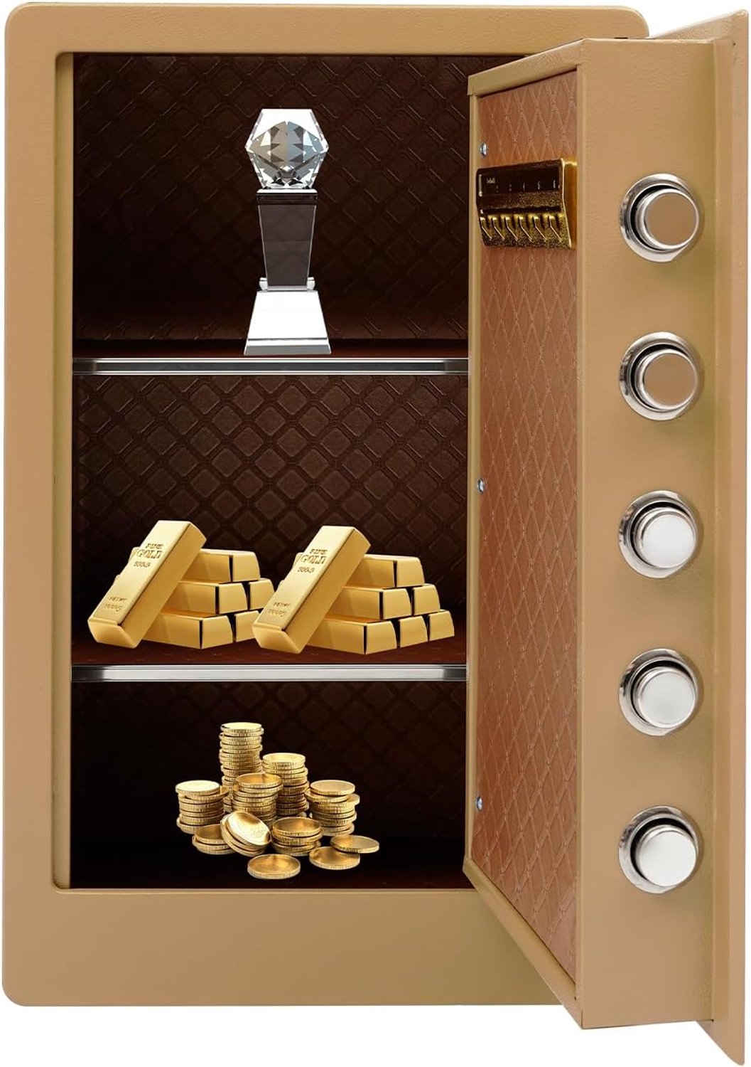 kluis met cijferslot, 60 × 38 × 33,8 cm, 5 bouten, 3 niveaus
