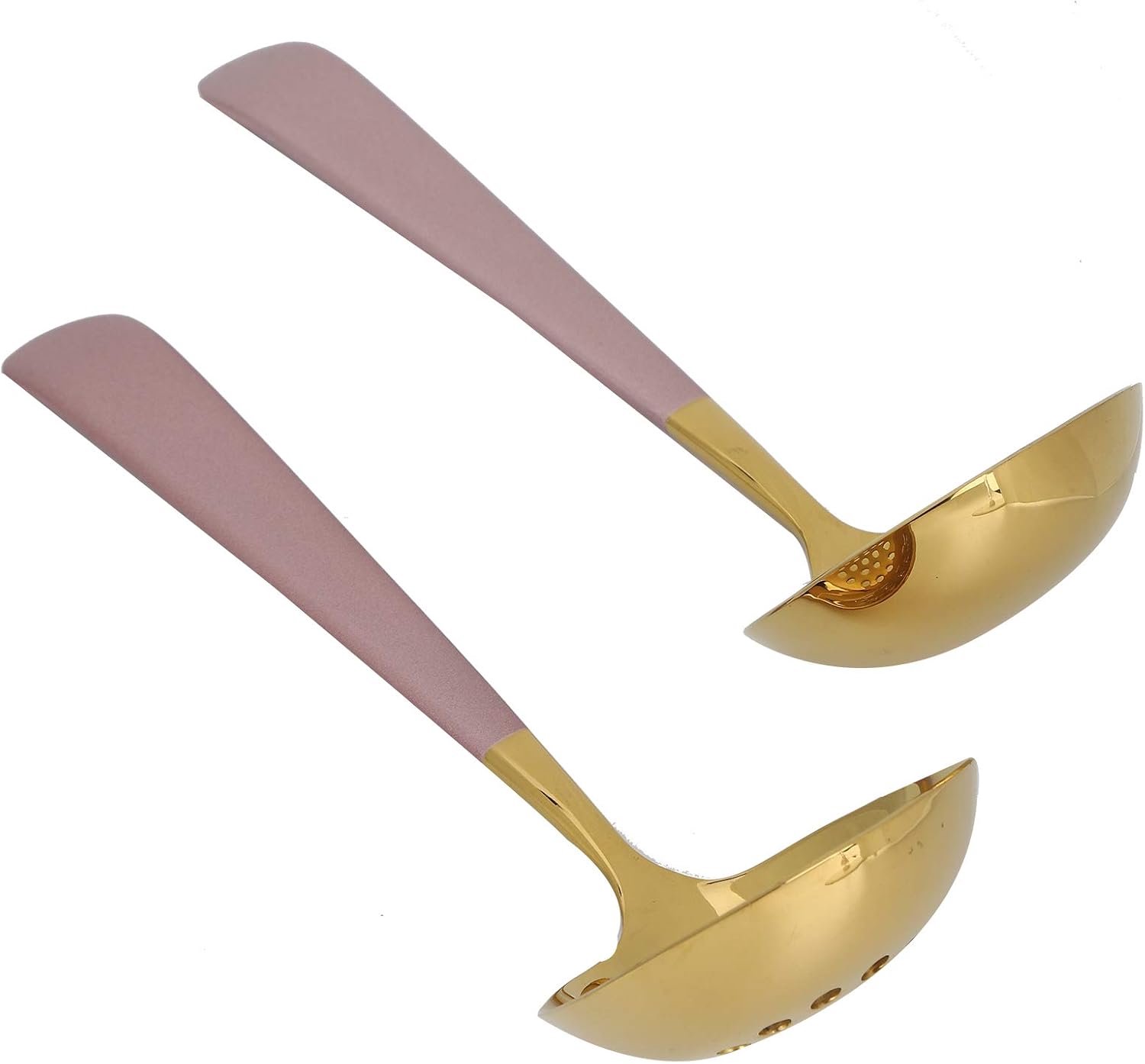 2 STKS Stainl Stalen Soeplepel en Slotted Lepel Set, Keuken Bestek Servies Keuken, Zwart Goud en Roze Goud Afwerking