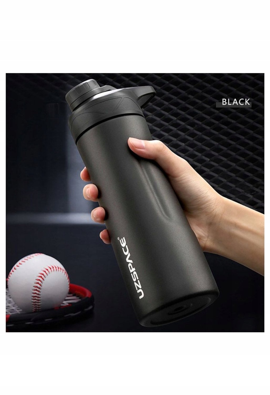 Uzspace RVS Drinkfles 9012 520ml Zwart - Duurzaam & Lekvrij