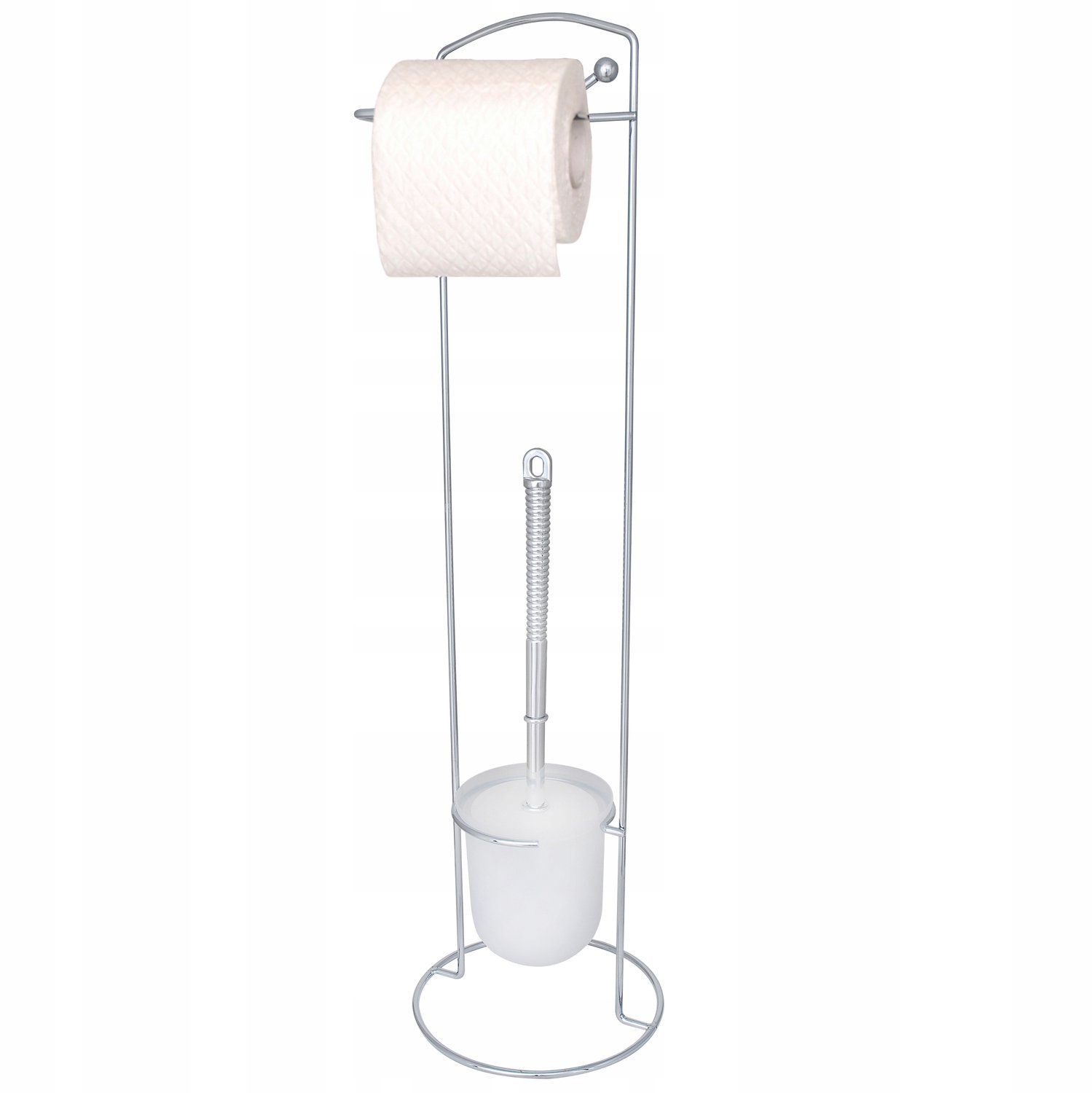 Merkloos Toiletborstelhouder met Toiletpapierhouder - Zilver/Wit