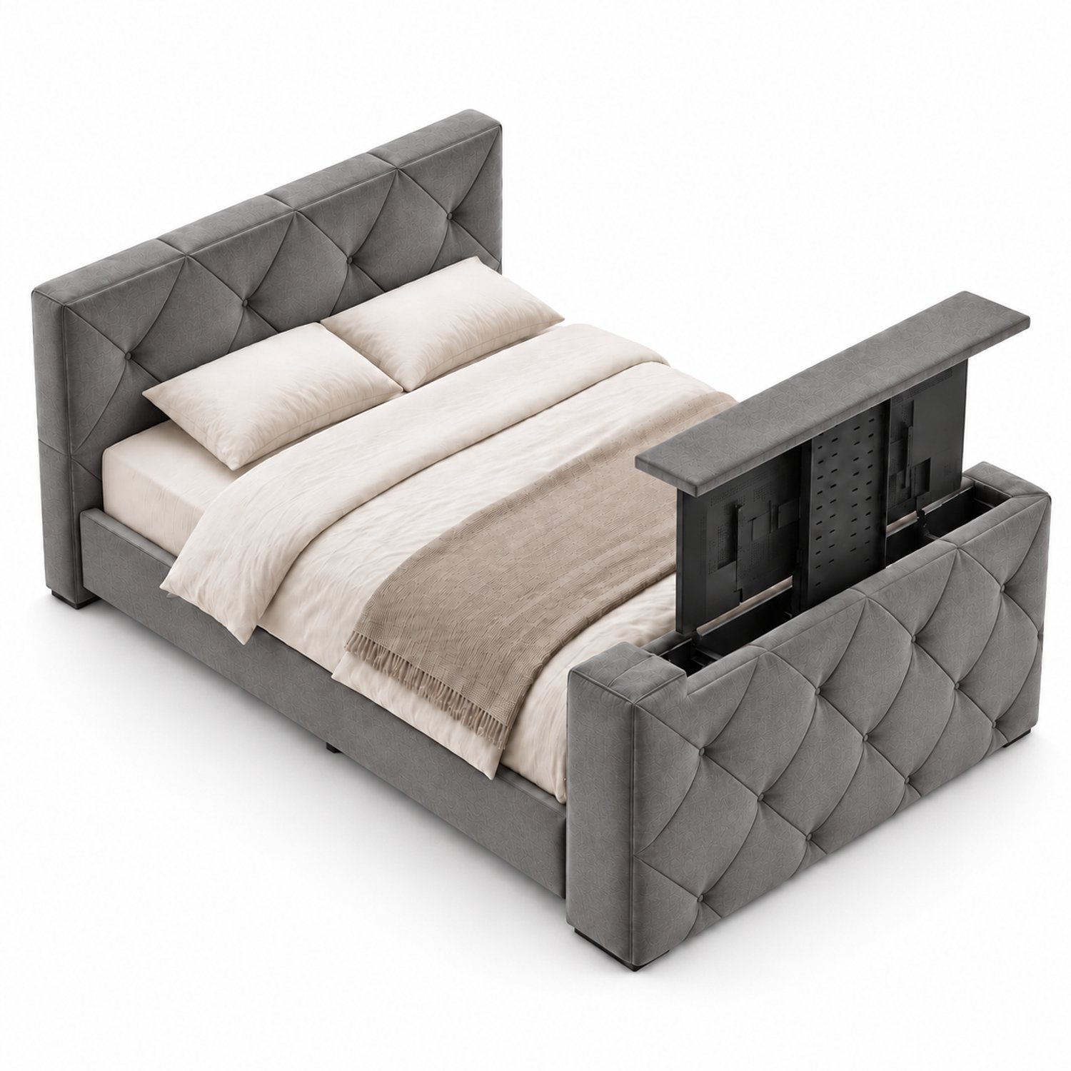 Boxspring FD Boxspring Ferrera met voetbord TV-lift 200x220 cm Grijs