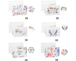 SnelShoppen - DUGYIRS 48 Stuks Bedankkaarten Dank U Wenskaart Klein Met Stickers En Enveloppen Voor Verjaardag Bruiloft Diploma Uitreiking Moederdag 1