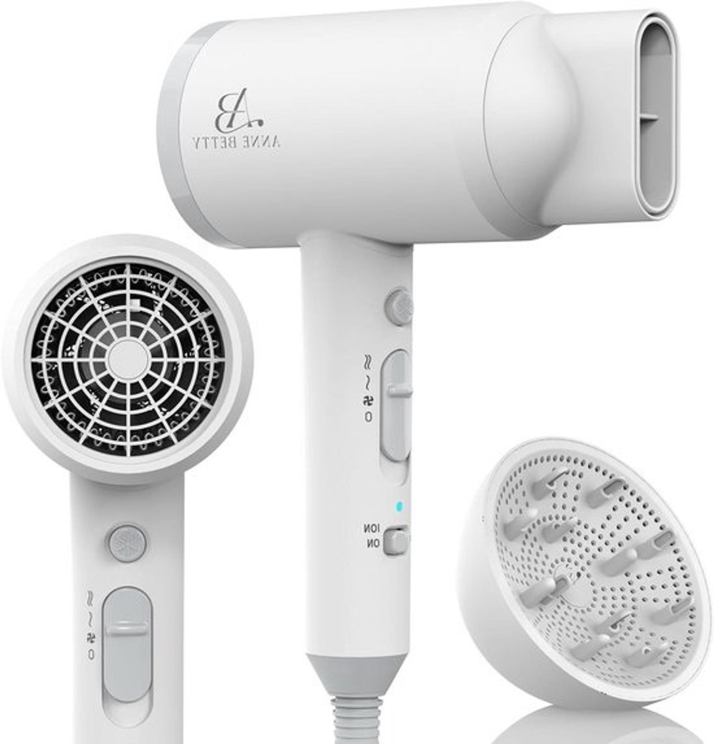 Haardroger met diffuser - Ionische föhn - Krullen stylen - NTC temperatuurregeling - 1800 Watt - Zwart