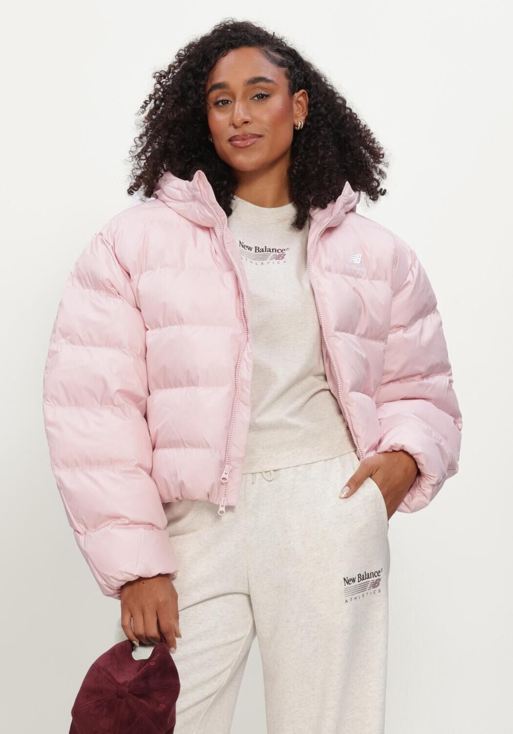 New Balance Boston Puffer Jacket Jassen Dames Winterjas Roze